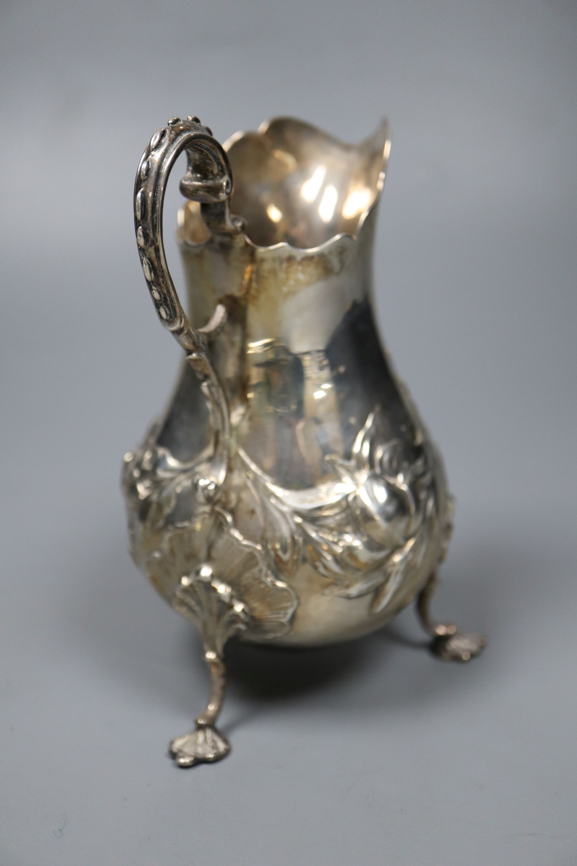A William IV silver baluster cream jug, Charles Fox II, London, 1830, 14.5cm, 6.5oz.